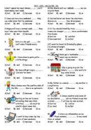 English Worksheet: BUT - AND  BECAUSE  SO  Conjucton