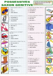 English Worksheet: POSSESSIVES - SAXON GENITIVE