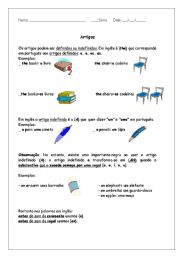 English worksheet: Article 