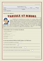 English Worksheet: Trouble at School