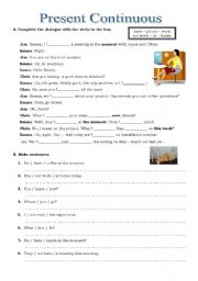 English Worksheet: present continuous