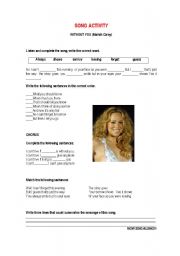 English Worksheet: Song Without  you  (Mariah Carey)