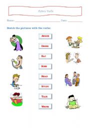 English Worksheet: Action Verbs Matching List