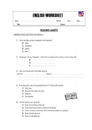 English worksheet: Reading Habits