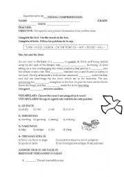 English worksheet: listening comprehension fables