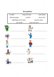 English worksheet: Occupations - what do they do?