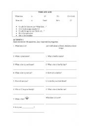 English worksheet: Time and Age
