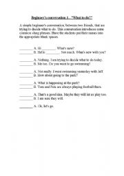 English worksheet: What to do?