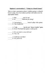 English worksheet: Going to a friends house