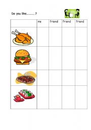 English worksheet: Speaking activity: likes and dislikes