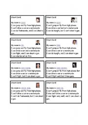 English Worksheet: Stuntmen Interview Stunt Cards 1