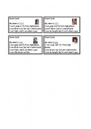 English Worksheet: Stuntmen Interview Stunt Card 2