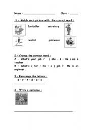 English Worksheet: job worksheet