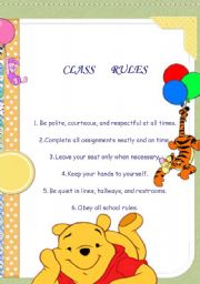 English Worksheet: Class rules