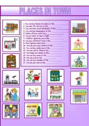 English Worksheet: Places in town