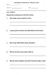 English worksheet: simple past tense worksheet 2