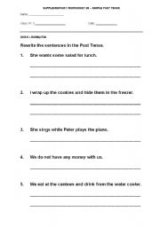 English Worksheet: simple past tense worksheet 2