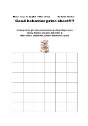 English worksheet: Good behaviour worksheet