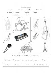 English Worksheet: Musical Instruments