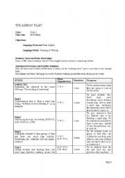 English worksheet: Lesson plan of teaching of writing for CMI school (F2)