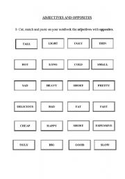 English Worksheet: DAJECTIVES AND OPPOSITES