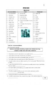 English Worksheet: At the hotel 