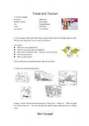 English worksheet: Travel and Tourism