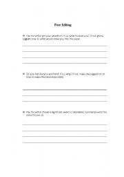 creative writing peer editing worksheet