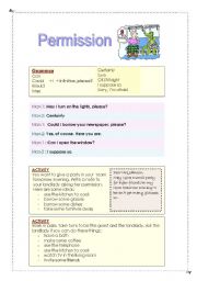 English worksheet: Permission