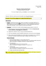 English Worksheet: Adjectives Describing People