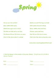 English Worksheet: Spring - poem