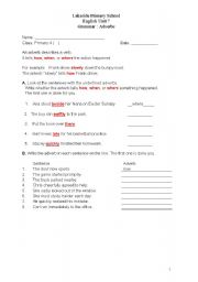 English Worksheet: adverbs