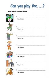 English worksheet: Can you play the....?