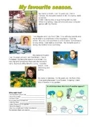 English Worksheet: MY FAVOURITE SEASON