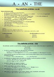 English Worksheet: Articles - a, an, the 