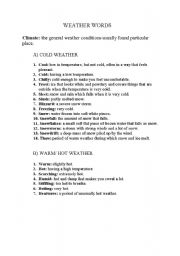 English Worksheet: The Weather Vocabulary