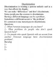 English Worksheet: Discrimination