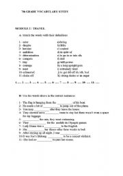 English worksheet: Vocabulary Study