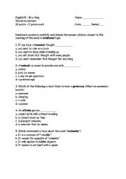 English Worksheet: Context Clues