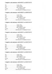 English Worksheet: Must or Musnt
