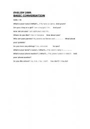 English Worksheet: Basic Conversation. Q&A 