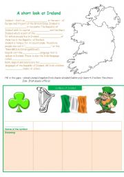 English Worksheet: Ireland: Introduction&Symbols