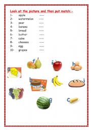 English worksheet: vocabulary fruits