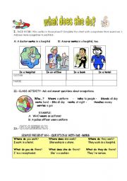English Worksheet:  what does she do?