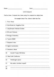 English worksheet: Comparison