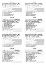 English Worksheet: ordinal numbers