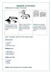 English worksheet: Text about wild animals
