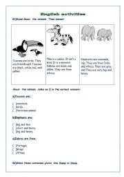 English Worksheet: Text about wild animals