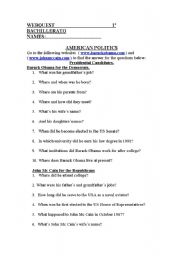 English Worksheet: AMERICAN POLITICS WEBQUEST