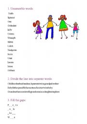 English worksheet: Family exercises